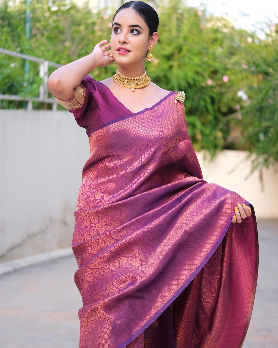 Incredible Pink Kanjivaram Silk Saree With Enchanting Blouse Piece