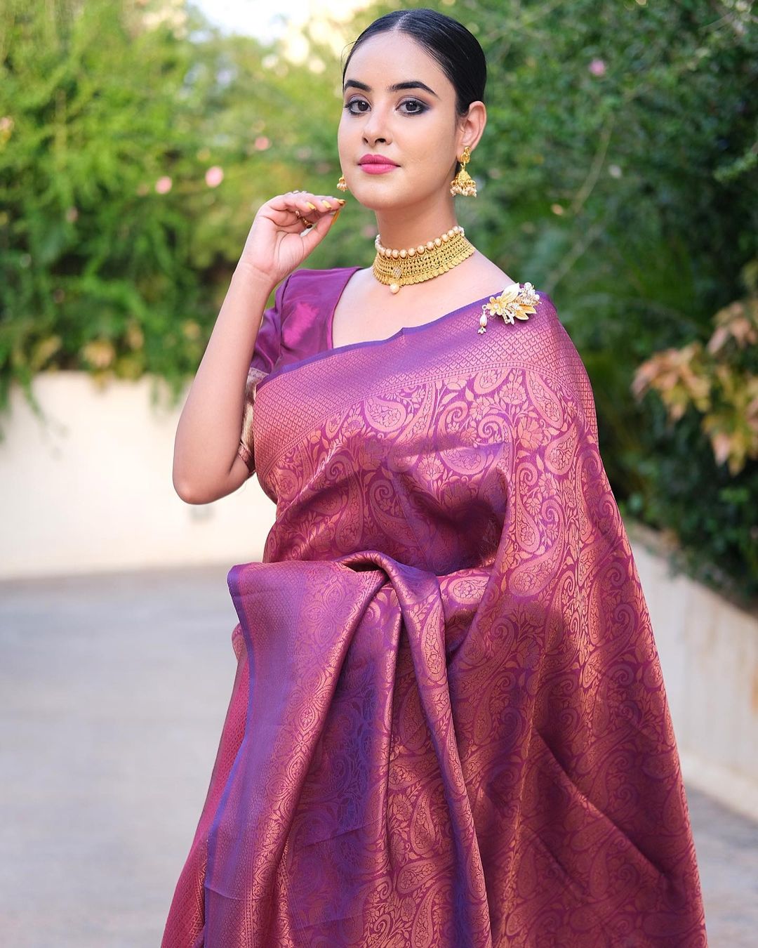 Incredible Pink Kanjivaram Silk Saree With Enchanting Blouse Piece