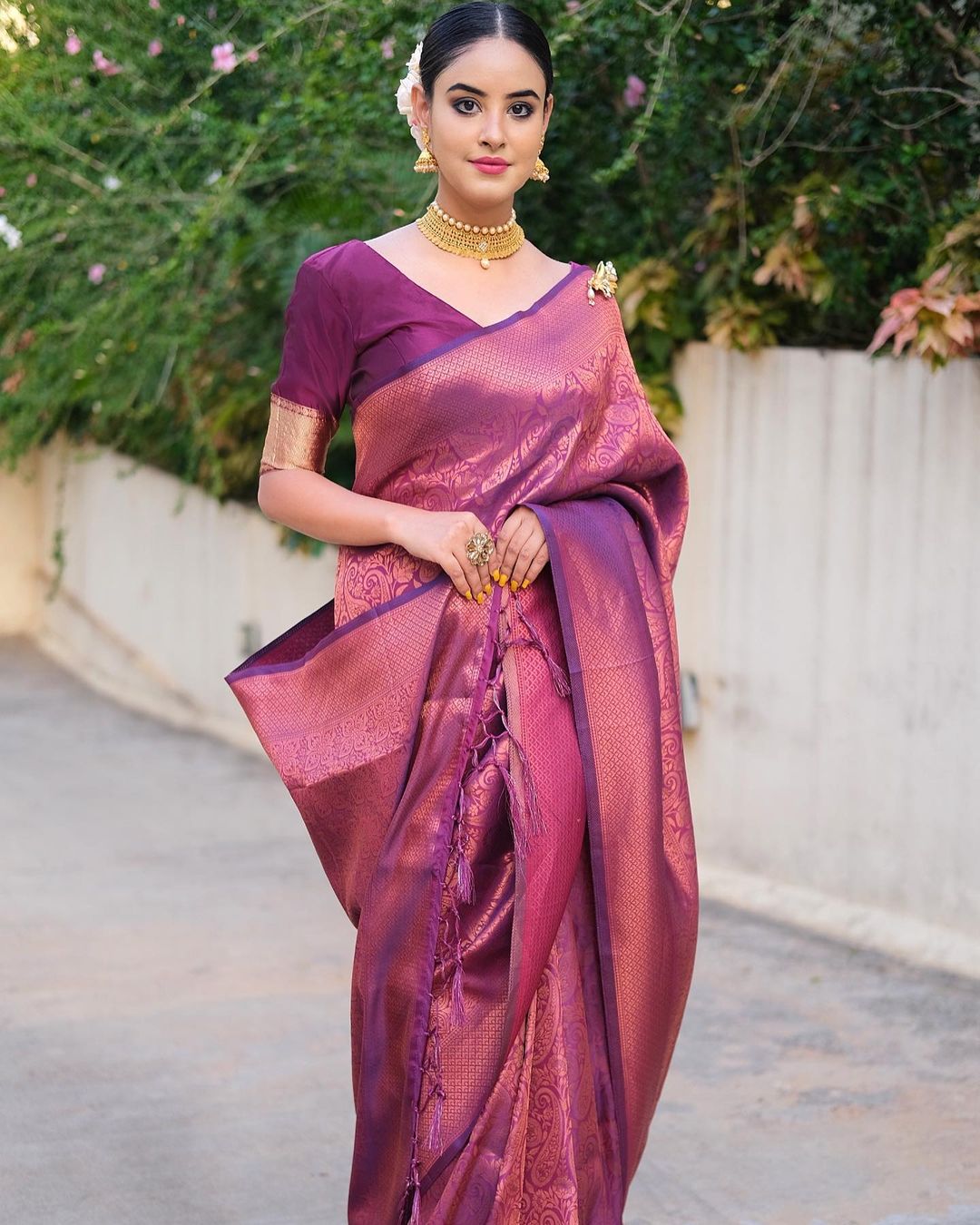 Incredible Pink Kanjivaram Silk Saree With Enchanting Blouse Piece