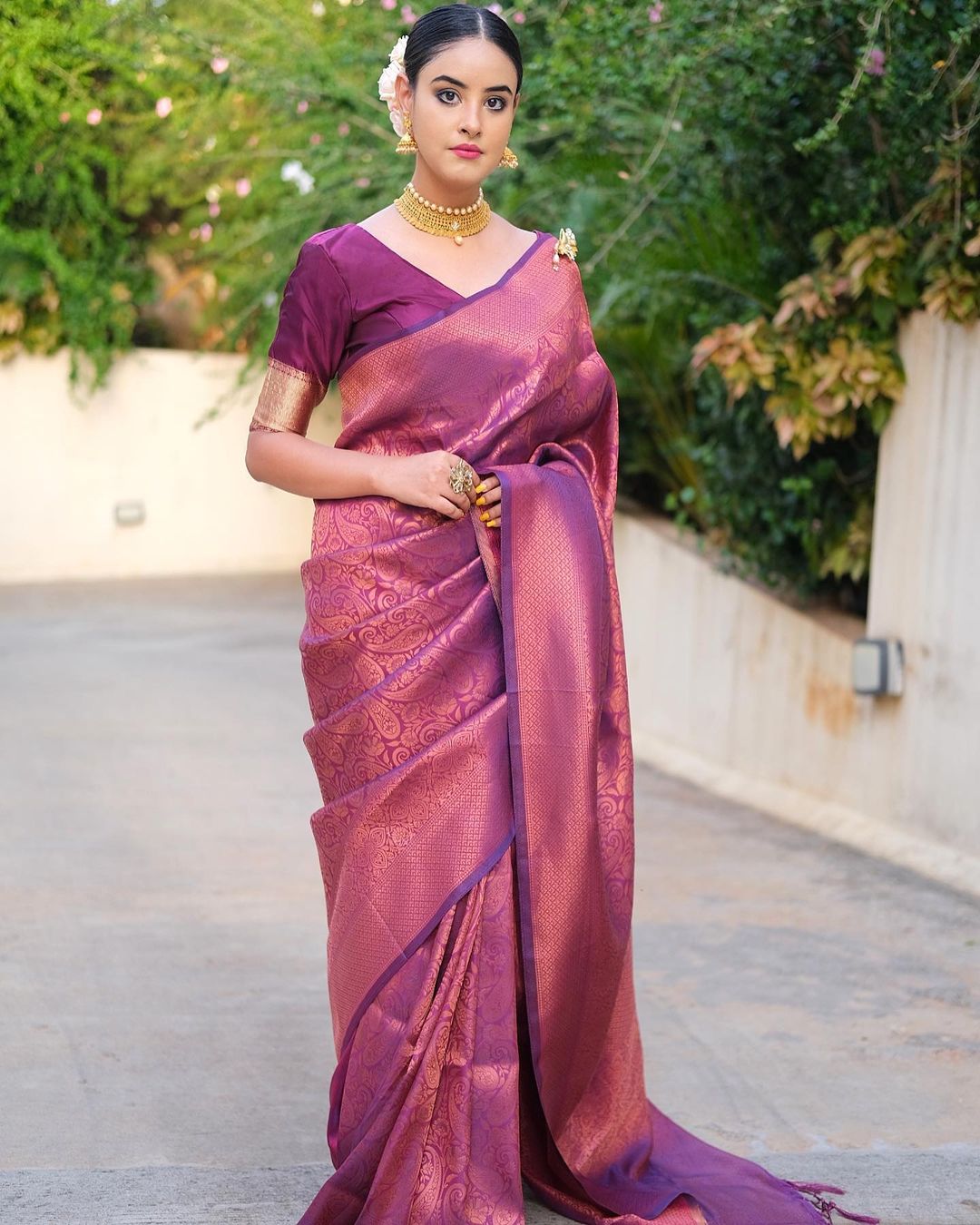 Incredible Pink Kanjivaram Silk Saree With Enchanting Blouse Piece