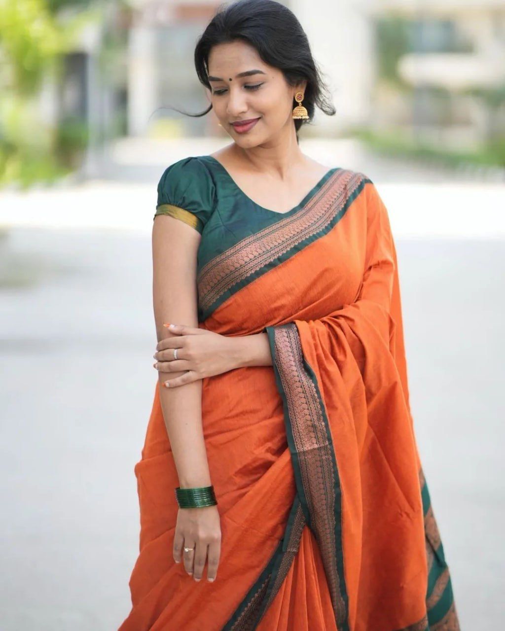 Ravishing Orange Banarasi Silk Saree With Beautiful Blouse Piece