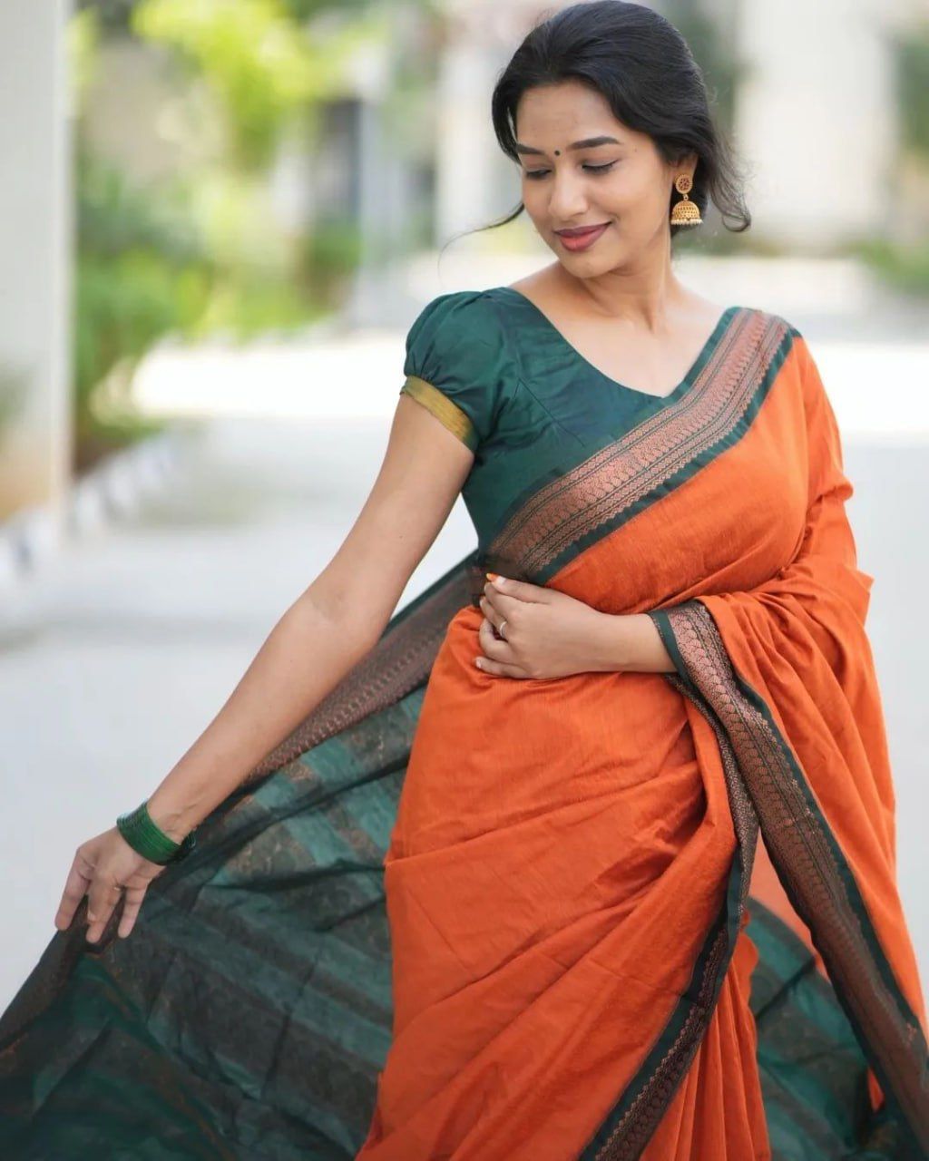 Ravishing Orange Banarasi Silk Saree With Beautiful Blouse Piece