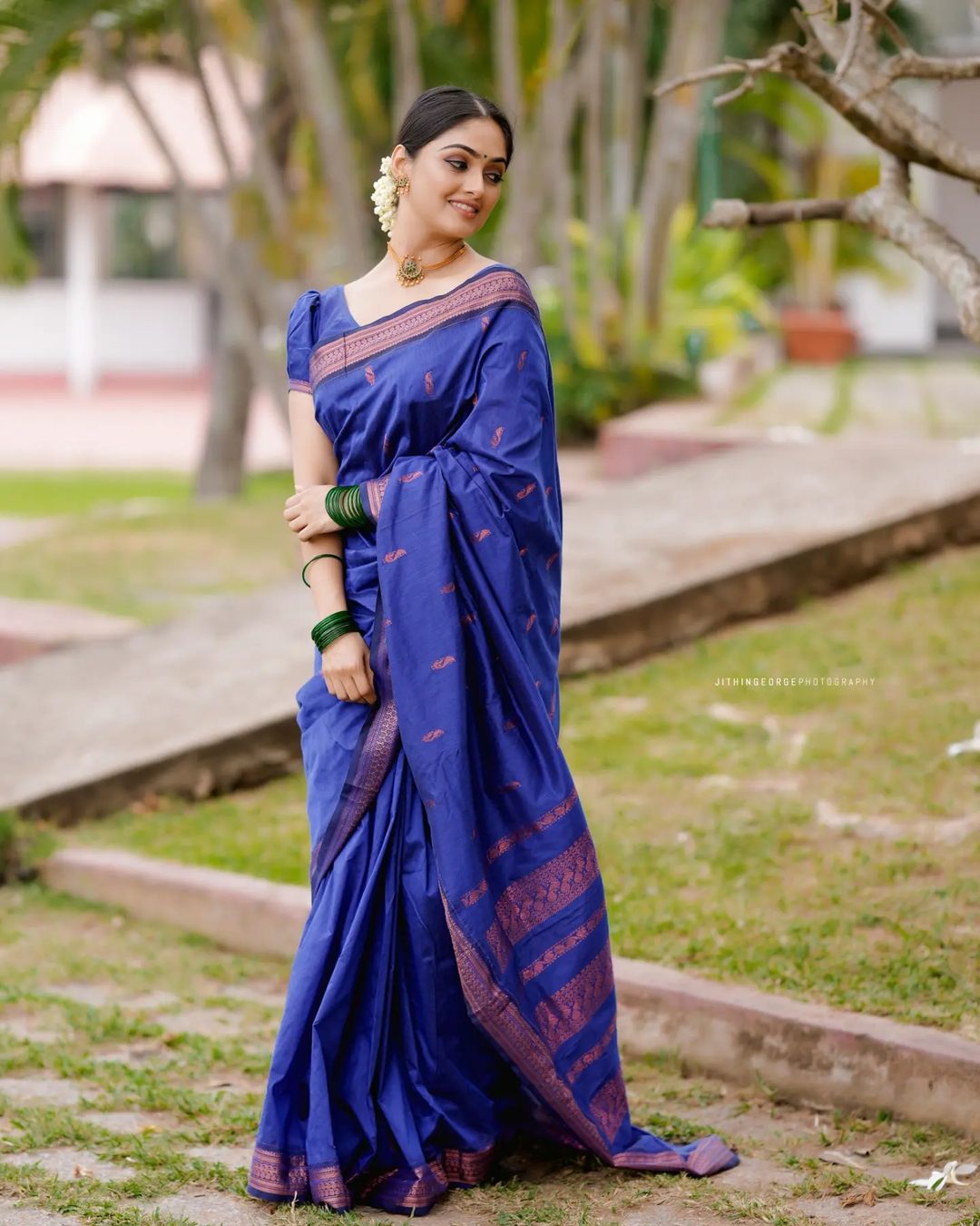Fascinating Royal Blue Banarasi Silk Saree With Attractive Blouse Piece