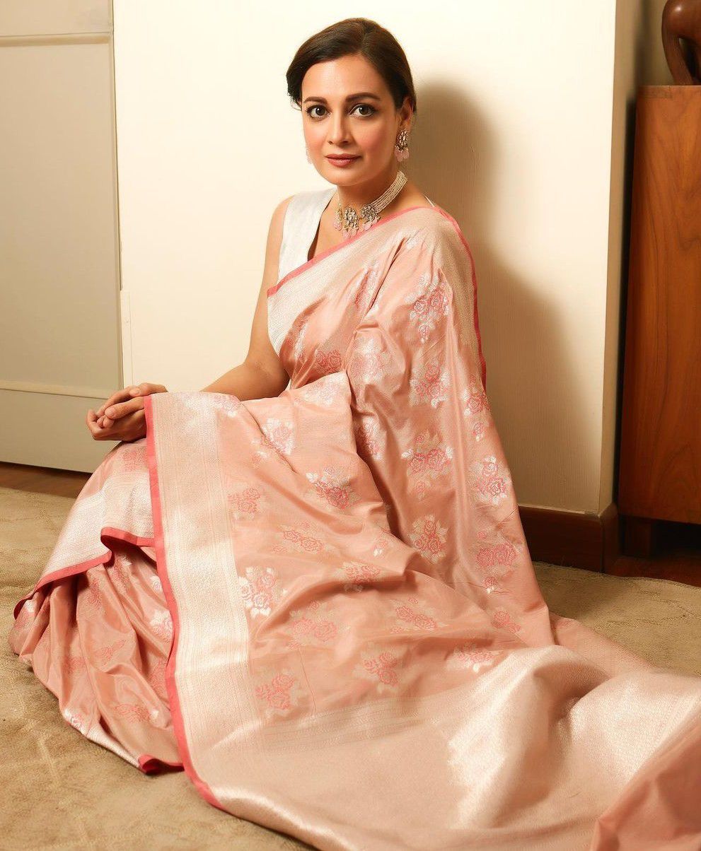 Cultured Beige Banarasi Silk Saree With Unstinting Blouse Piece