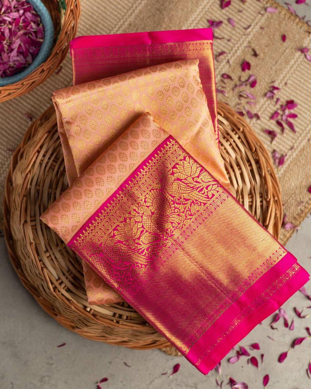 Alluring Peace Soft Silk Saree With Outstanding Blouse