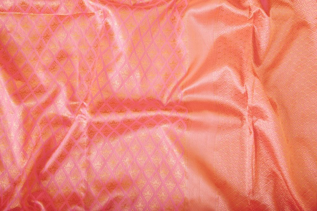 Mesmerizing Peach Banarasi Silk Saree With Gorgeous Blouse Piece
