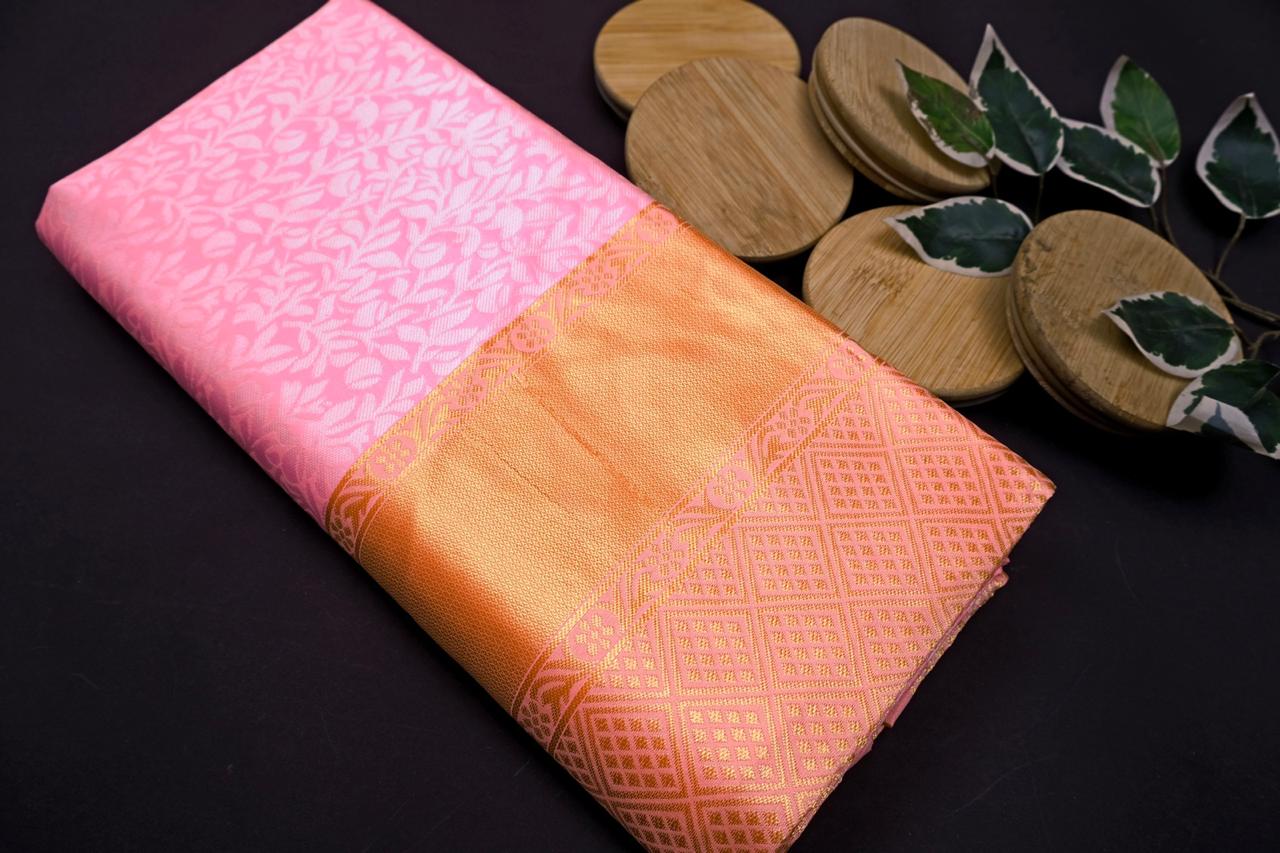 Winsome Pink Soft Silk Saree With Profuse Blouse Piece