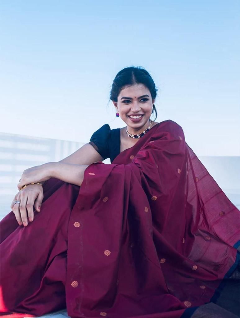 Susurrous Wine Soft Silk Saree With Excellent Blouse Piece
