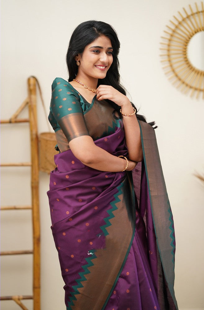 Alluring Purple Soft Silk Saree With Graceful Blouse Piece