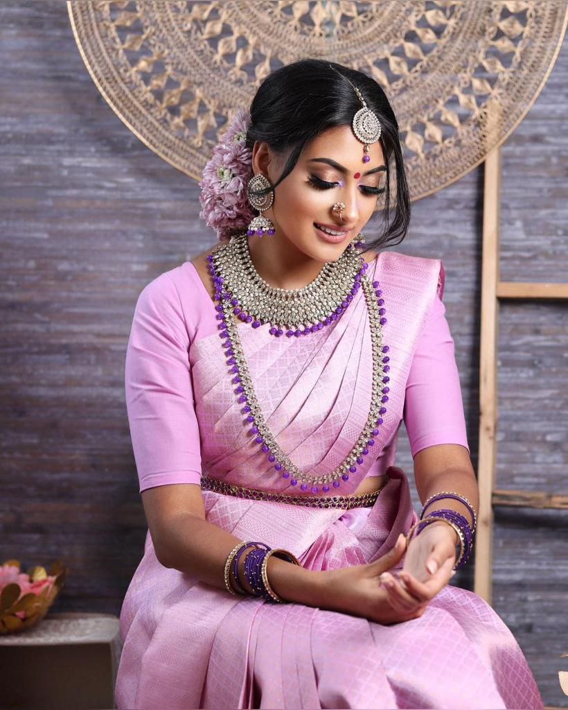 Virtuosity Pink Soft Silk Saree With Leisurely Blouse Piece