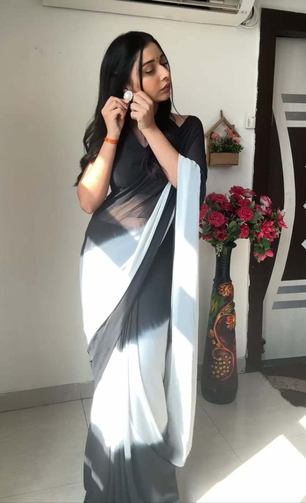 Charming 1-Minute Ready To Wear Multicolor Georgette Saree