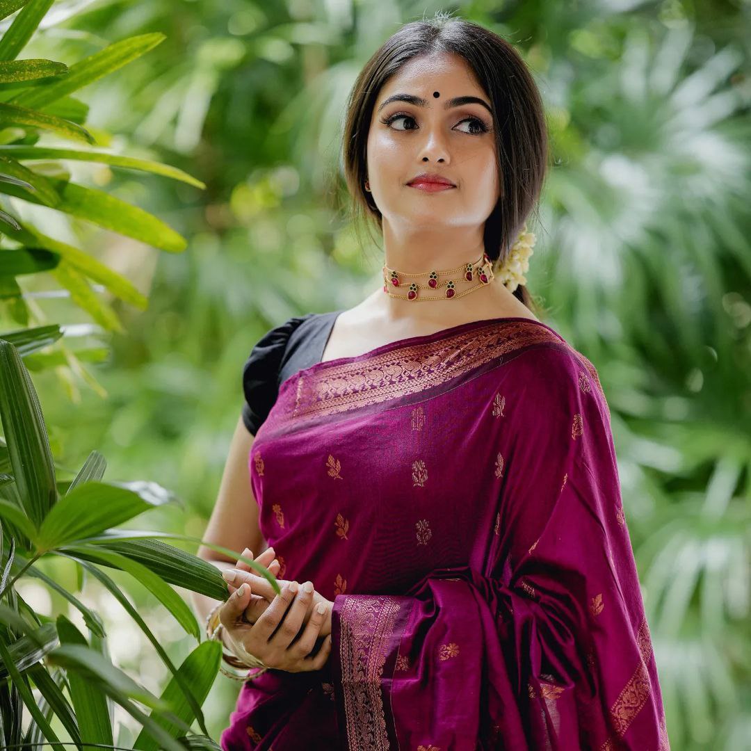 Silvery Purple Soft Silk Saree With Longevity Blouse Piece
