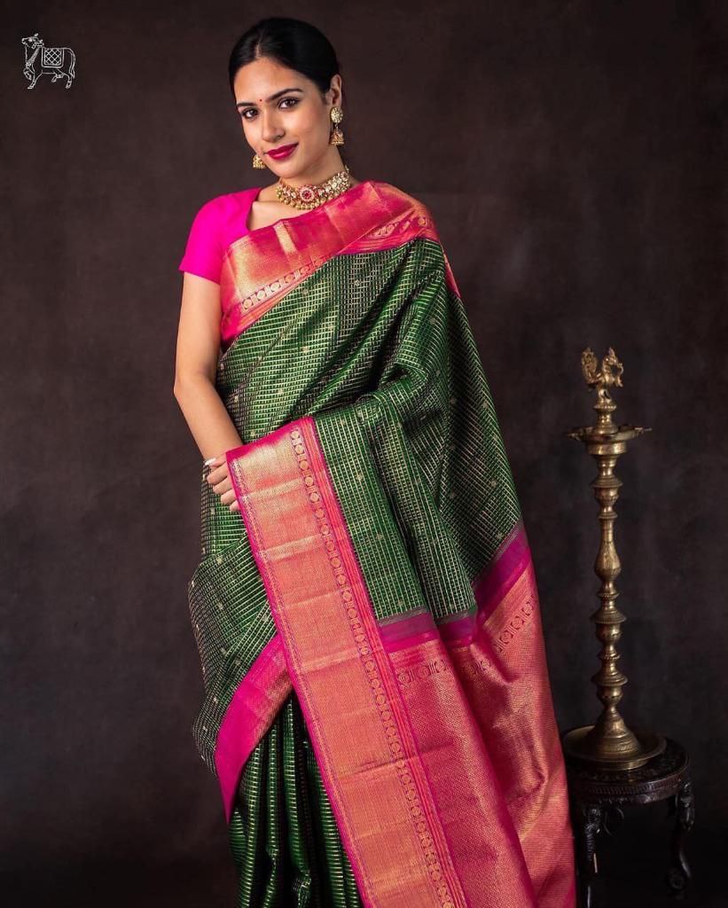 Angelic Green Soft Silk Saree With Inflexible Blouse Piece
