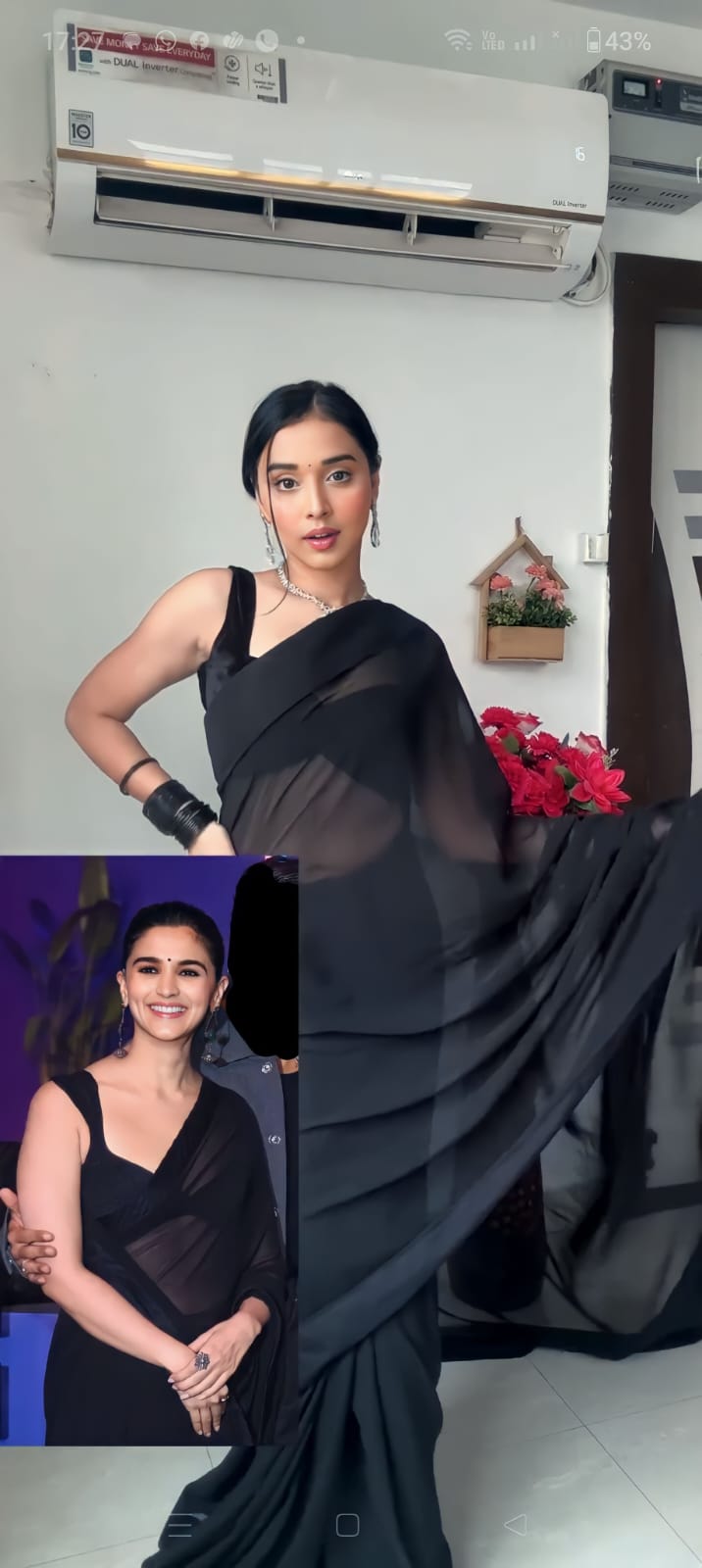 Wonderfully 1-Minute Ready To Wear Black Georgette Saree