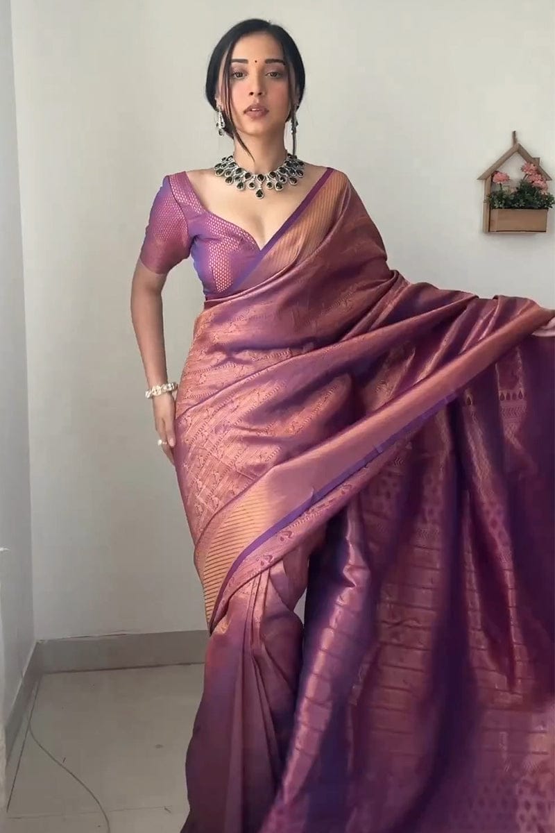 Generous 1-Minute Ready To Wear Majenta Soft Silk Saree