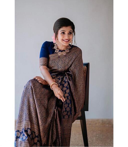 Virtuously Blue Soft Silk Saree With Splendorously Blouse Piece