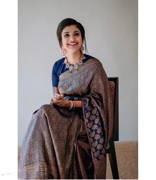 Virtuously Blue Soft Silk Saree With Splendorously Blouse Piece